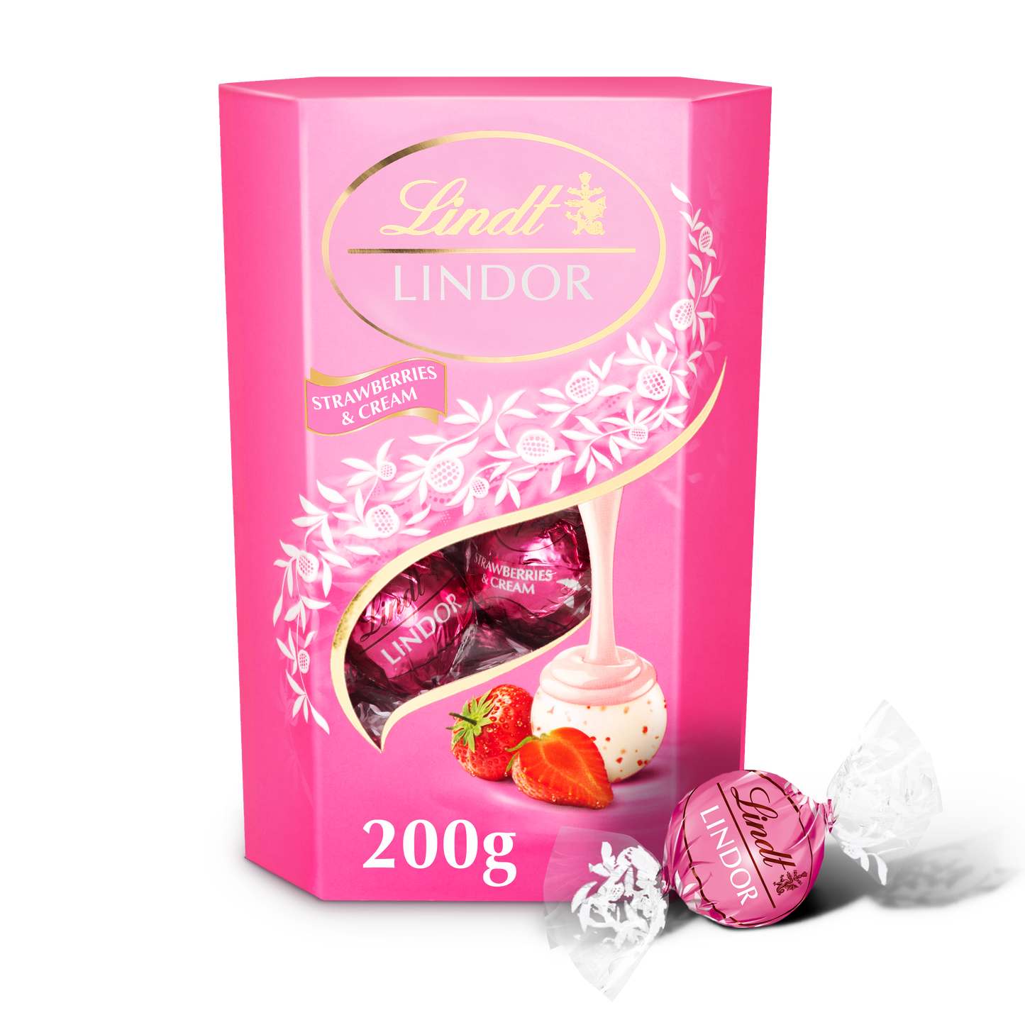 Lindt Lindor White Strawberry & Cream Cornet 200G