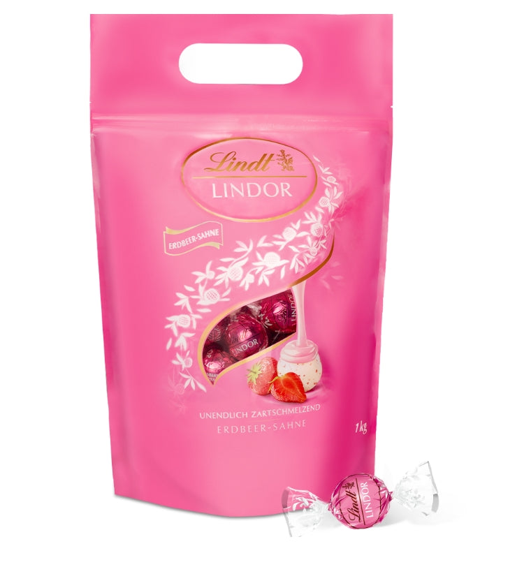 Lindt Lindor White Strawberry & Cream bag 1 kg