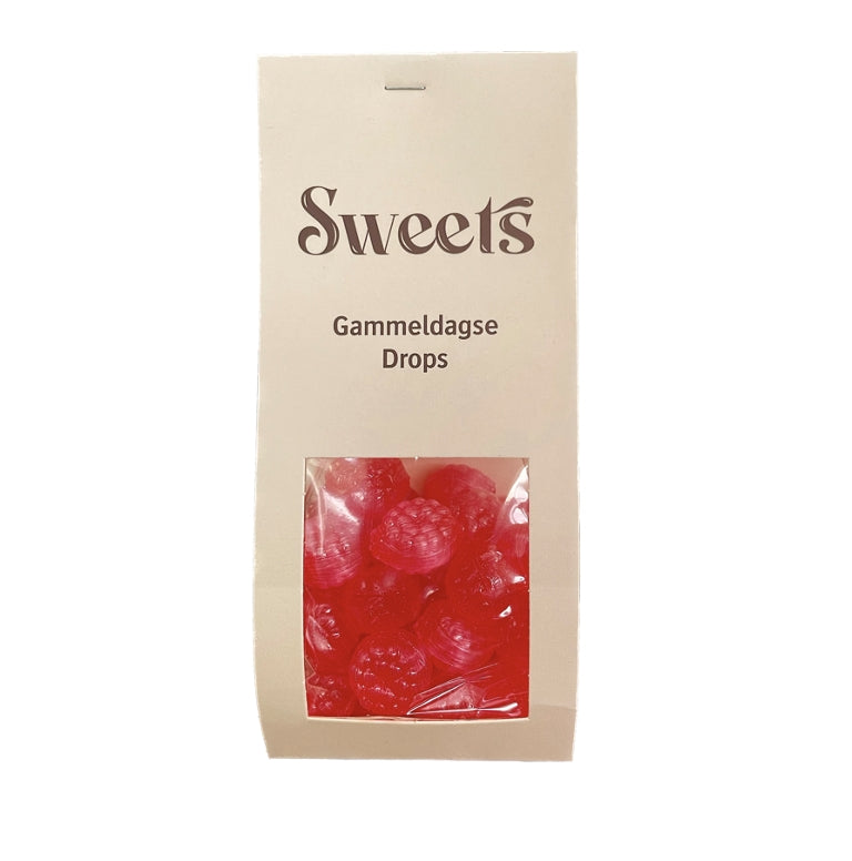 Sweets Gammeldagse Drops Bringebær 180gr