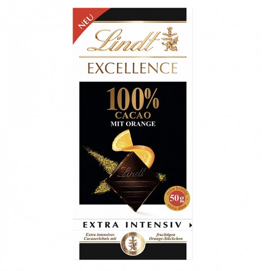 Lindt Excellence 100% Cacao Orange 50gr
